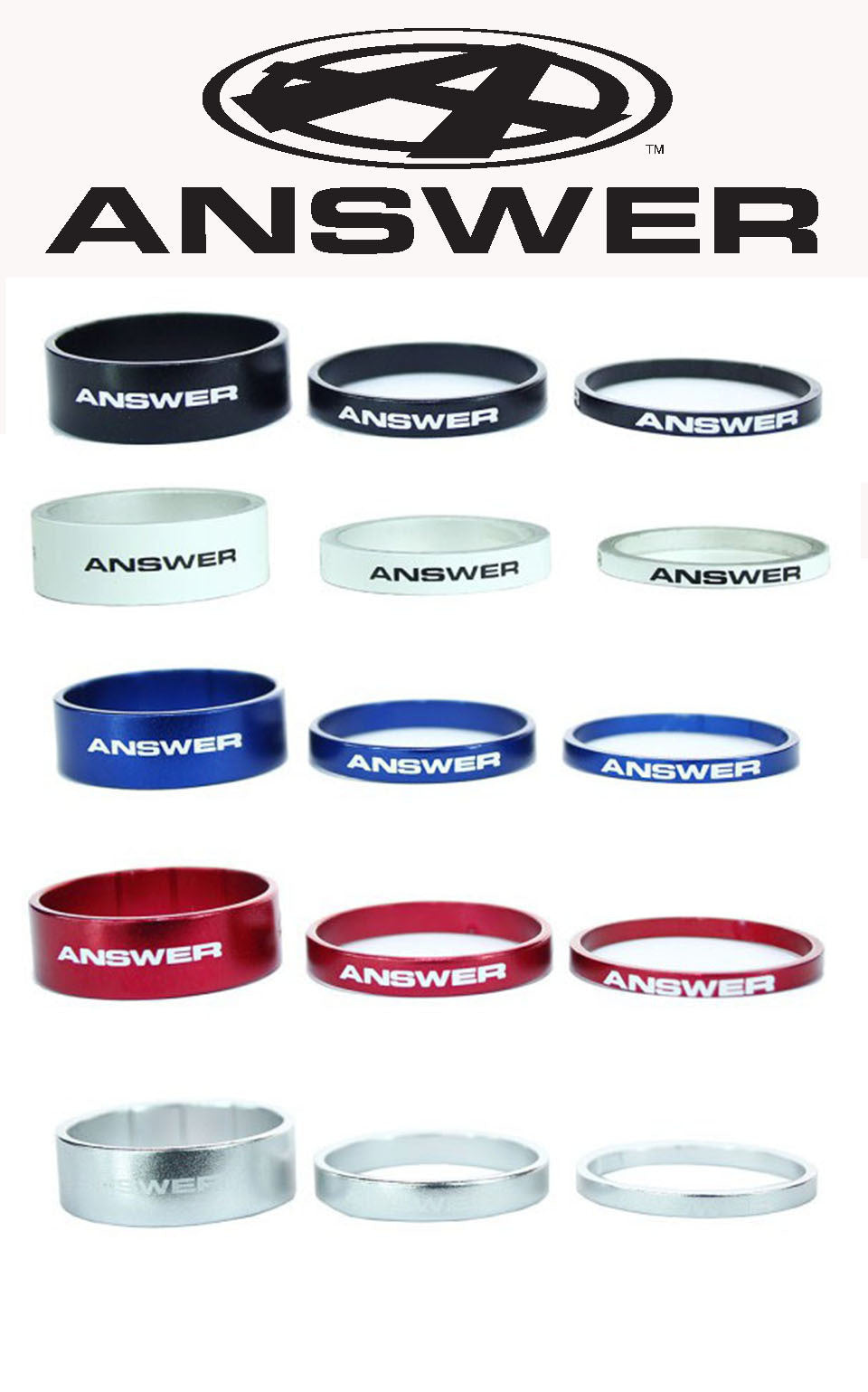 ANSWER Pro 1-1/8" Alloy Headset Spacer Set 3 - Pedal Champ