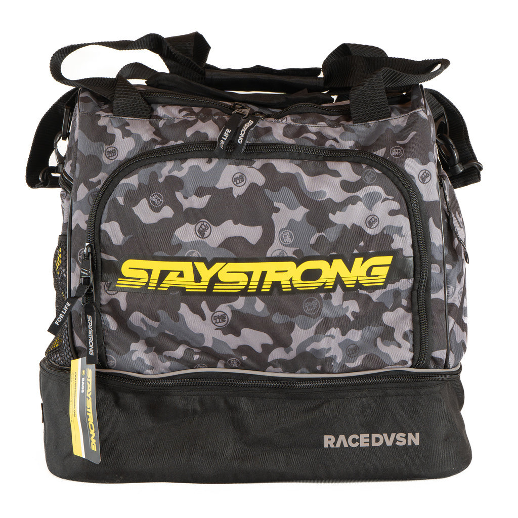 STAYSTRONG CHEVRON HELMET-KIT BAG (Green/Grey Camo) - Pedal Champ