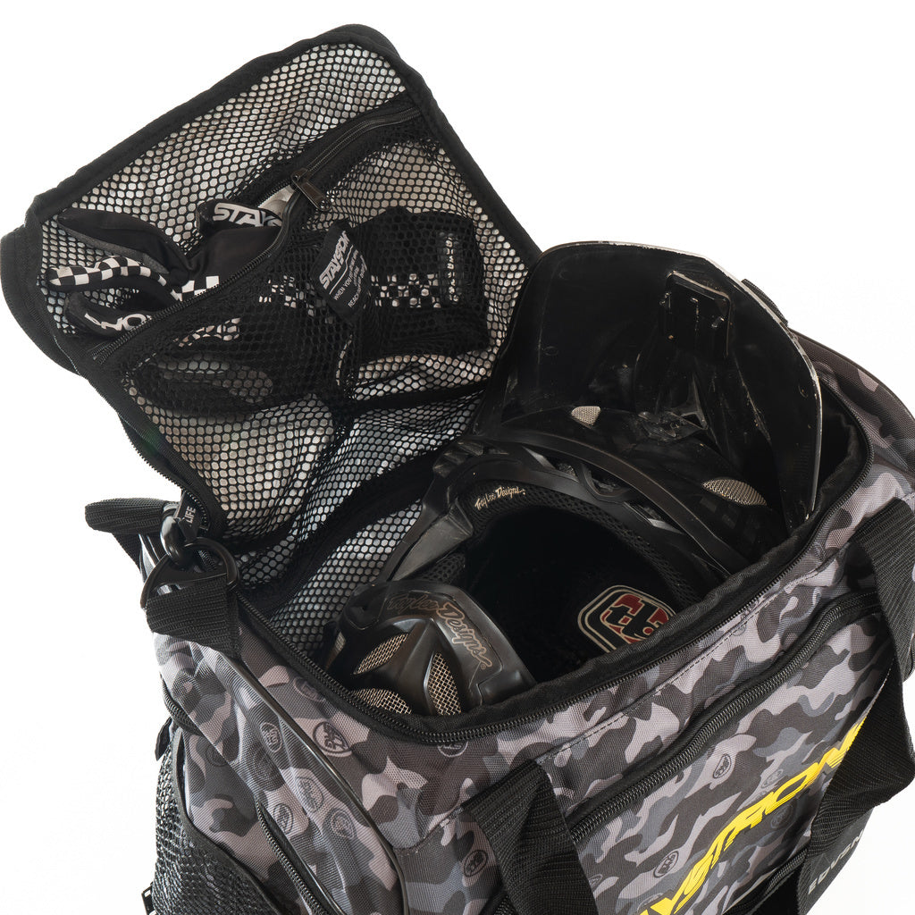 STAYSTRONG CHEVRON HELMET-KIT BAG (Green/Grey Camo) - Pedal Champ