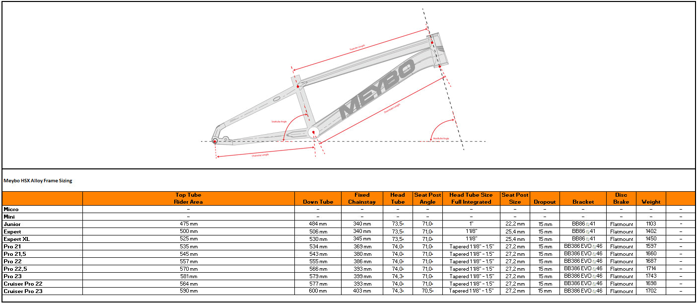Meybo 2026 HSX Alloy Frames Pro L to XXXXL - Pedal Champ