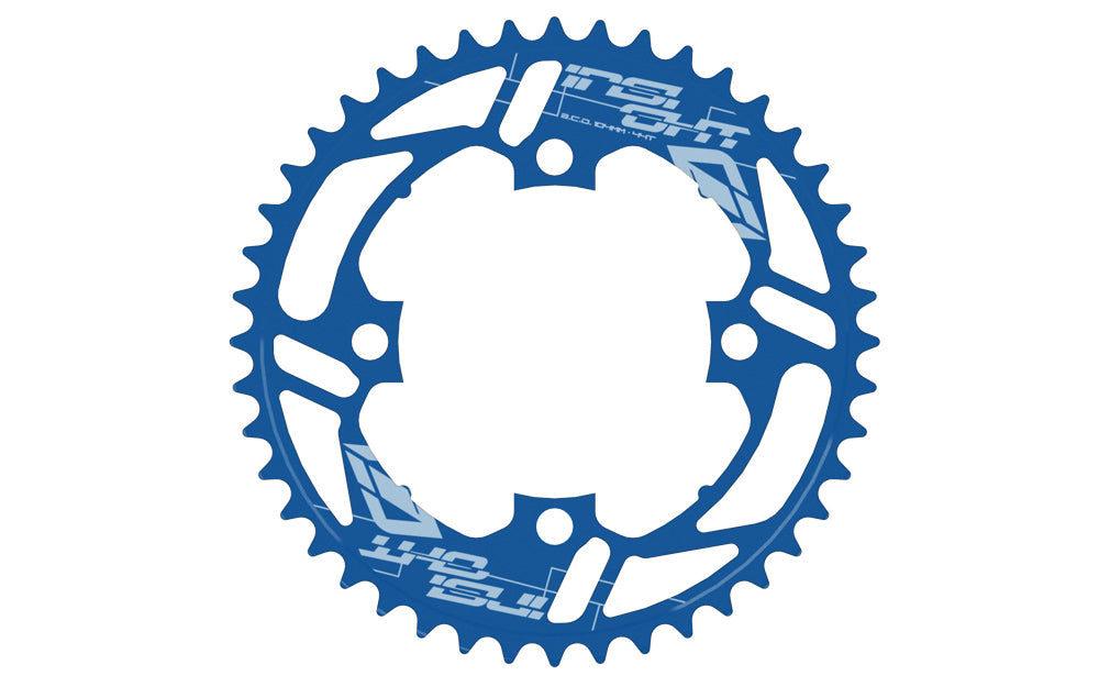 INSIGHT 4 BOLT CHAINRING 104MM BCD (BLUE 34T-44T) - Pedal Champ